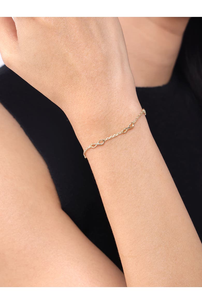 Infinity Five-Charm Chain Bracelet in 14K Gold, Alternate, color, Yellow Gold