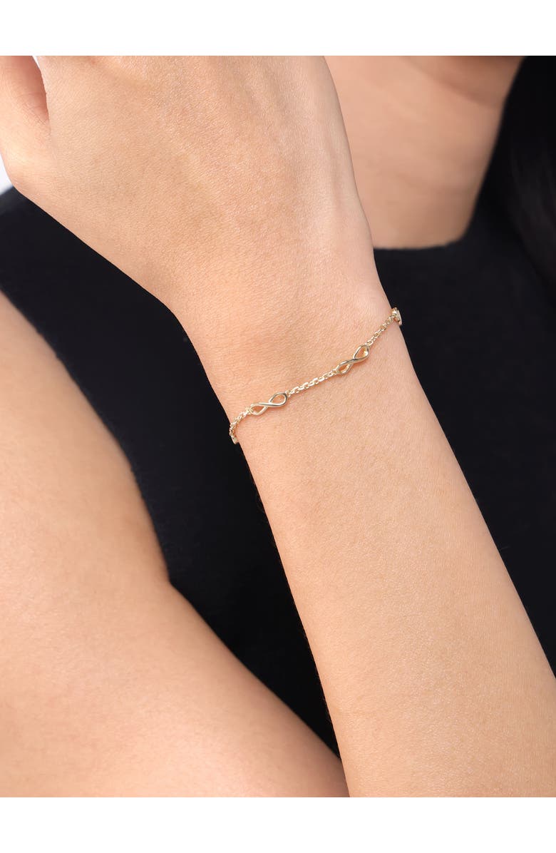 DEVATA Infinity Five-Charm Chain Bracelet in 14K Gold, Alternate, color, Yellow Gold