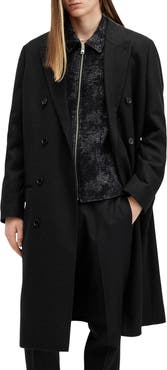 AllSaints Arcade Double Breasted Wool Blend Topcoat