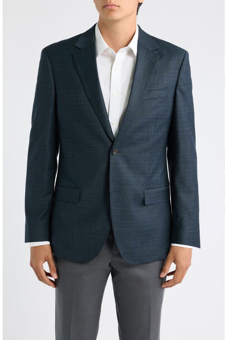 Henrik Virgin Wool Blend Sport Coat, Main, color, GREEN VIRGIN WOOL CHECK