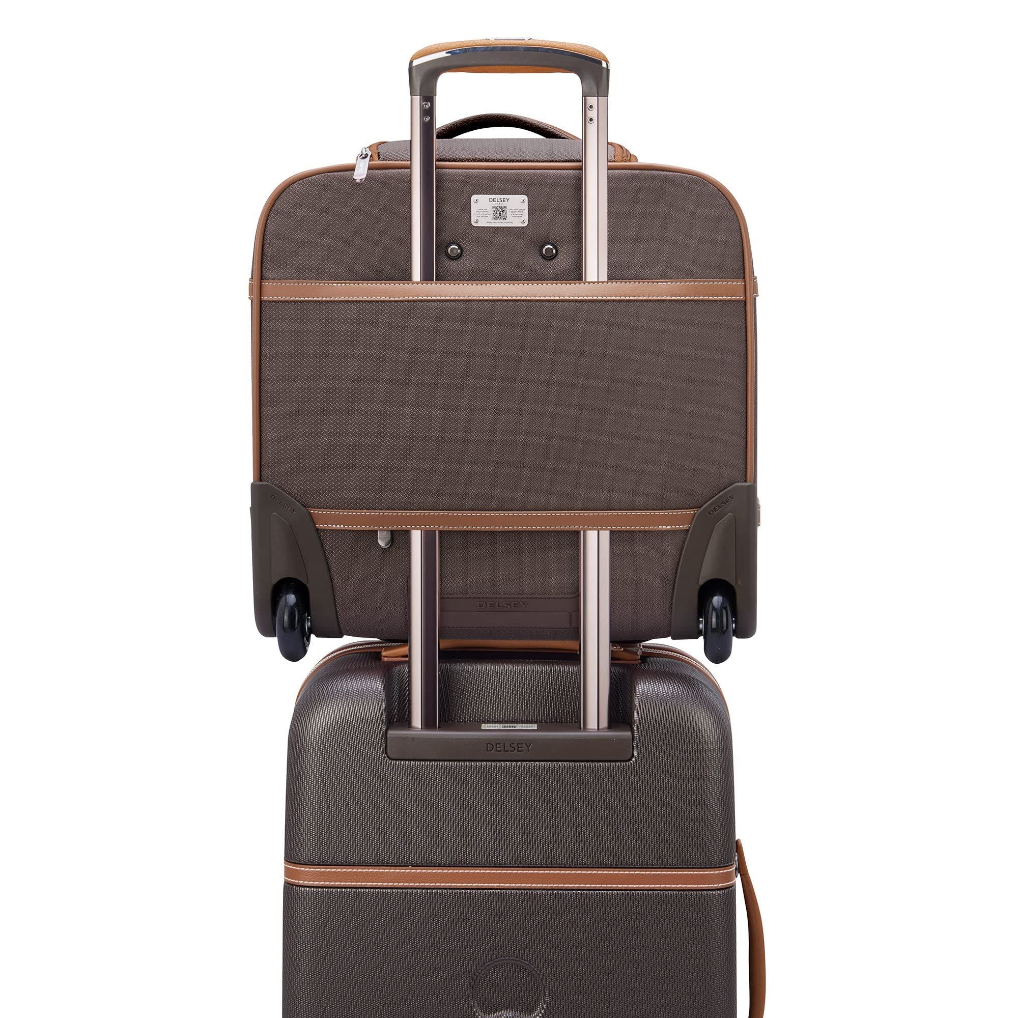 Delsey Paris Chatelet 2.0 Softside Carry on 16 Inch Luggage Under-Seater with 2 Wheels, Alternate, color, Brown