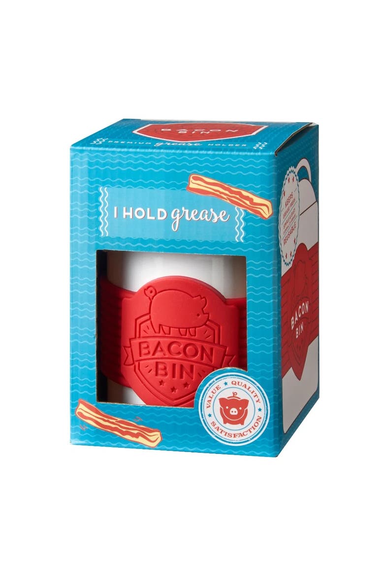 Enamel Coated Metal Bacon Bin Grease Container, 1 cup, Alternate, color, White