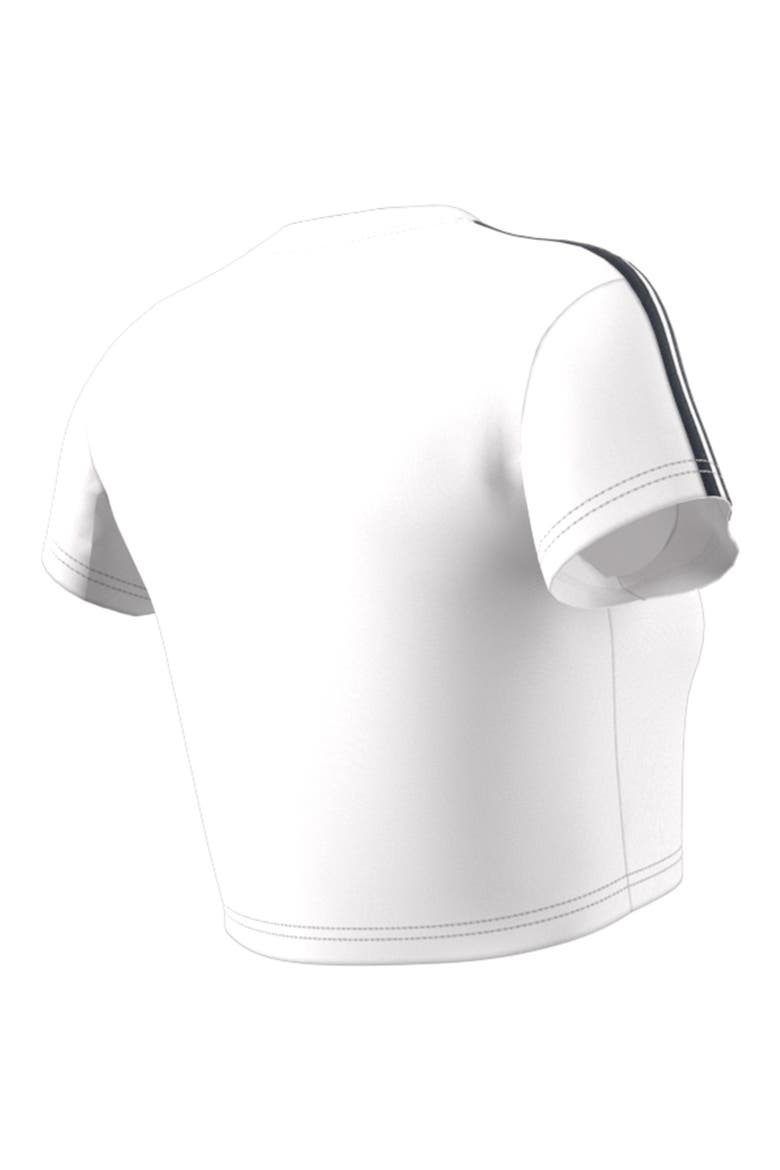 Flower Crop 3-Stripes T-Shirt, Alternate, color, CHALK WHITE
