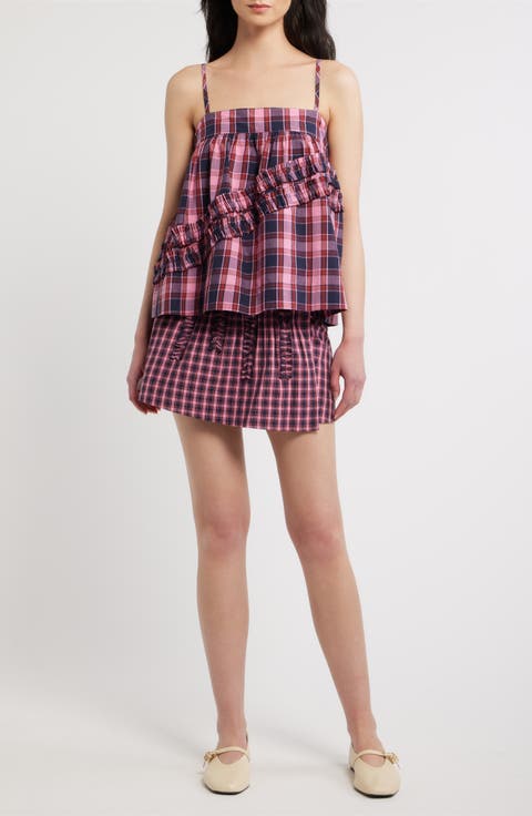 Nyra Ruffle Plaid Organic Cotton Cami