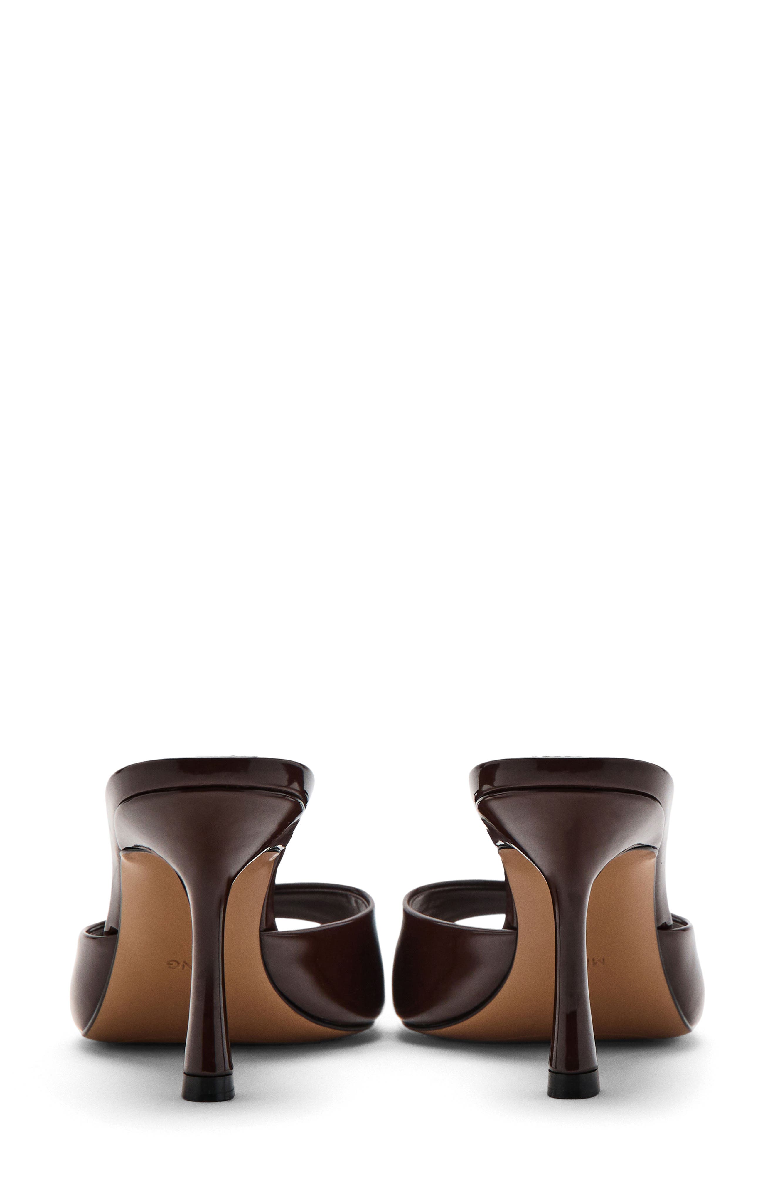 Pointed Toe Slide Sandal, Alternate, color, SHINY CHOCOLATE