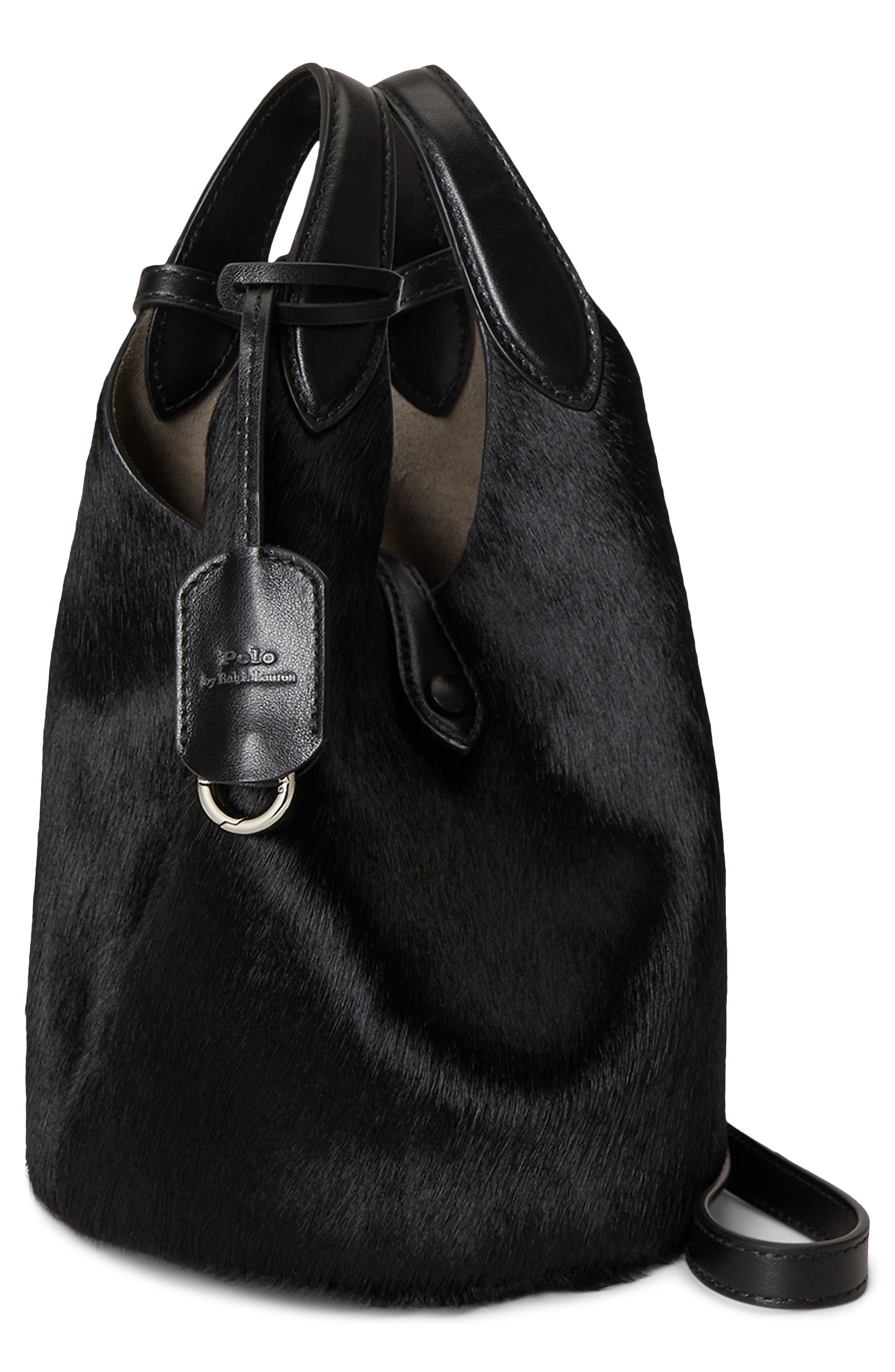 Mini Haircalf & Leather Crossbody Bag, Alternate, color, BLACK