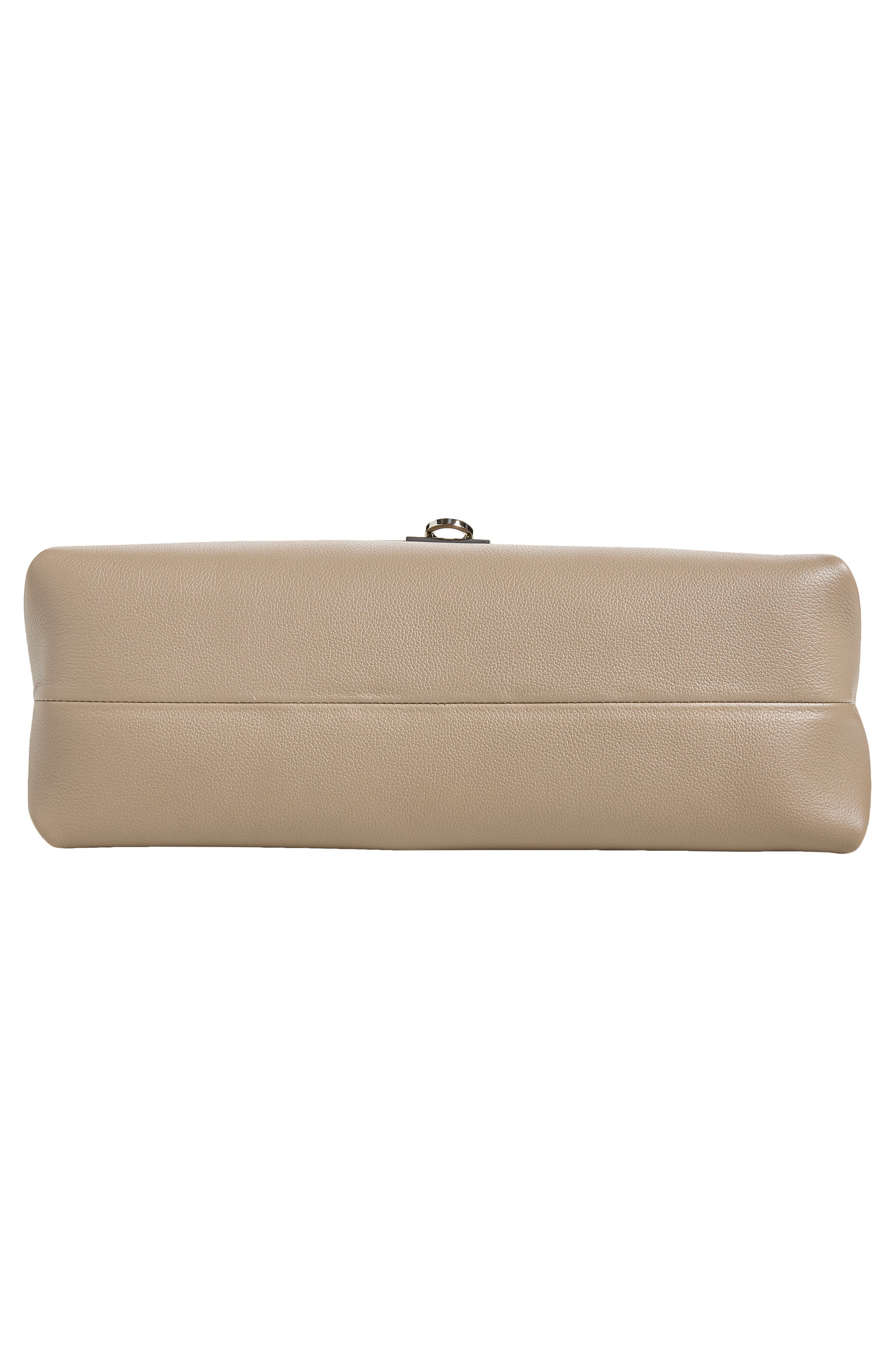 Gancio Leather Shoulder Bag, Alternate, color, WARM TAUPE T DI MORO