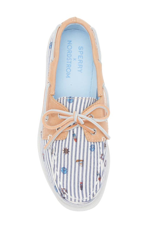 Sperry Authentic Original 2-eye Nautical Print Boat Shoe In White Multi