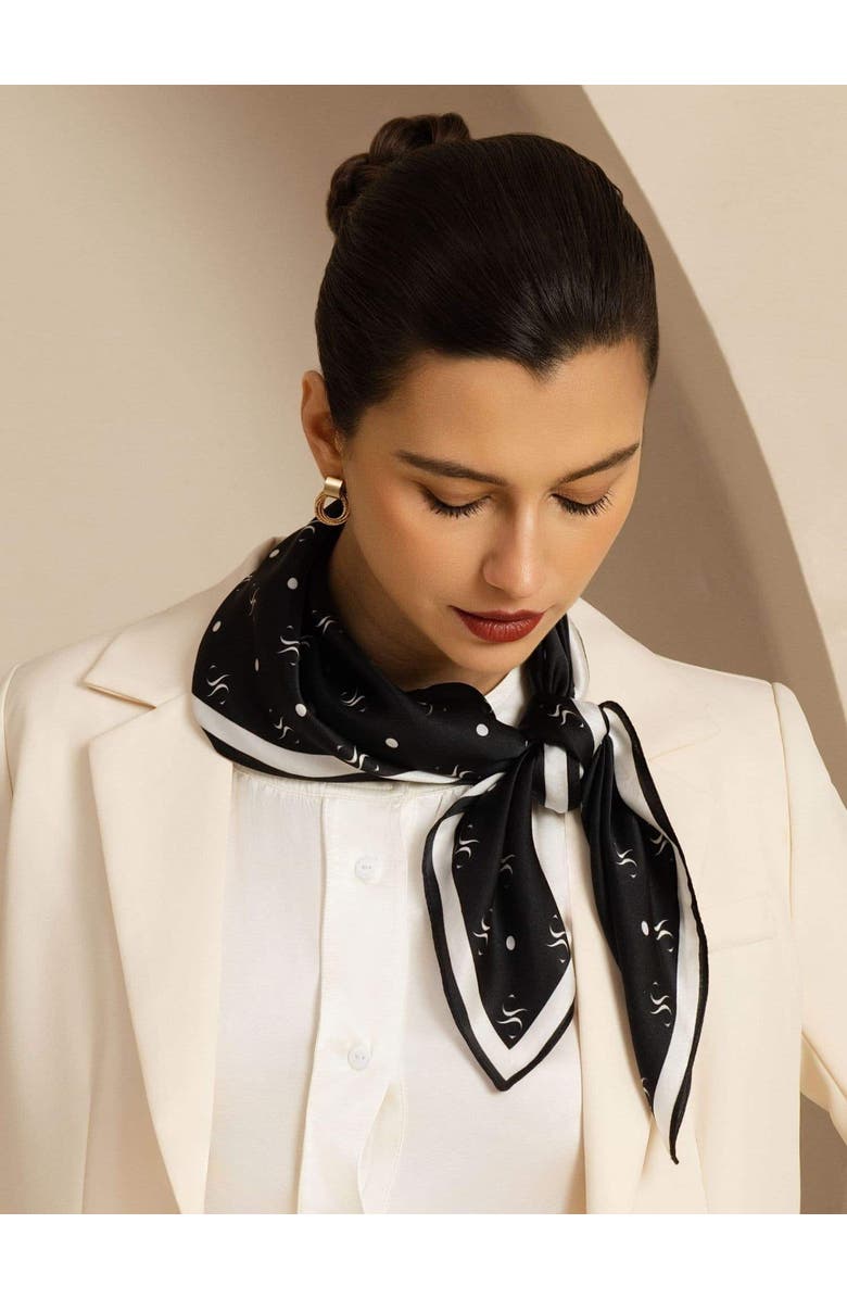 SILKSILKY Pure Silk Impression Square Scarf, Alternate, color, Black