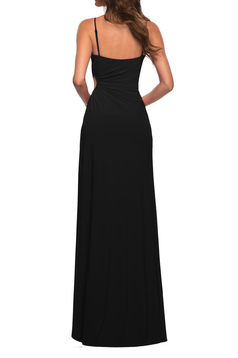 Prom Dress with Side Cut Out and High Side Slit, Alternate, color, Black