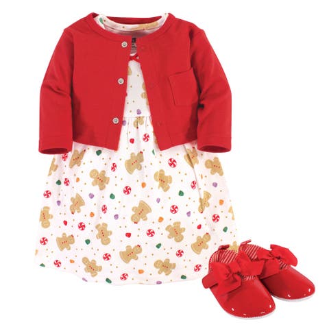 Cotton Dress, Cardigan and Shoe Set (Baby)
