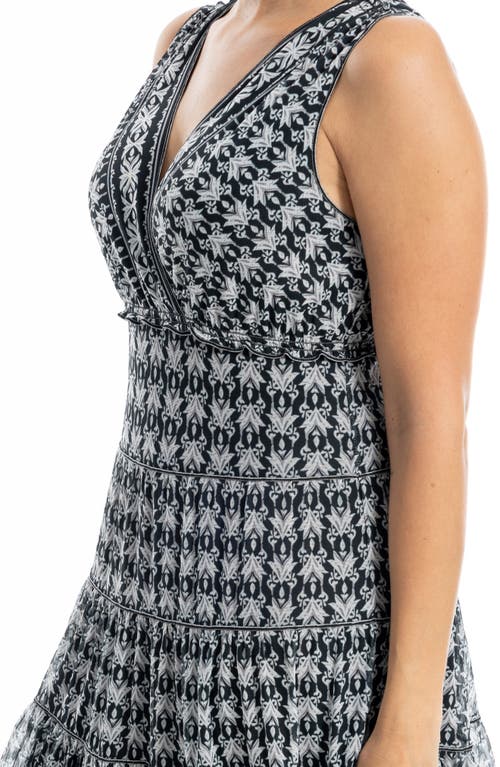 Max Studio V-neck Sleeveless Mesh Midi Dress In Gray