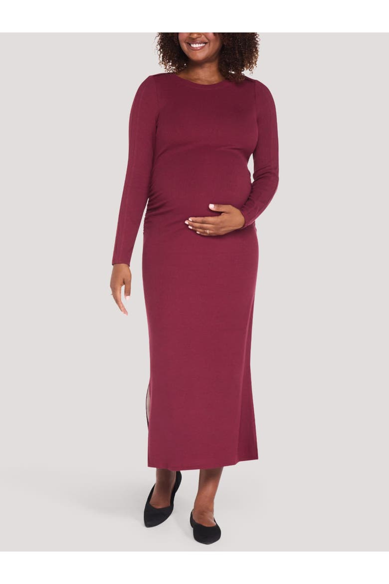 Envelope Neck Long Sleeve Maxi Dress, Main, color, Zinfandel