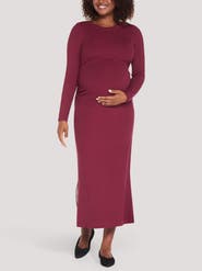 MOTHERHOOD MATERNITY Envelope Neck Long Sleeve Maxi Dress