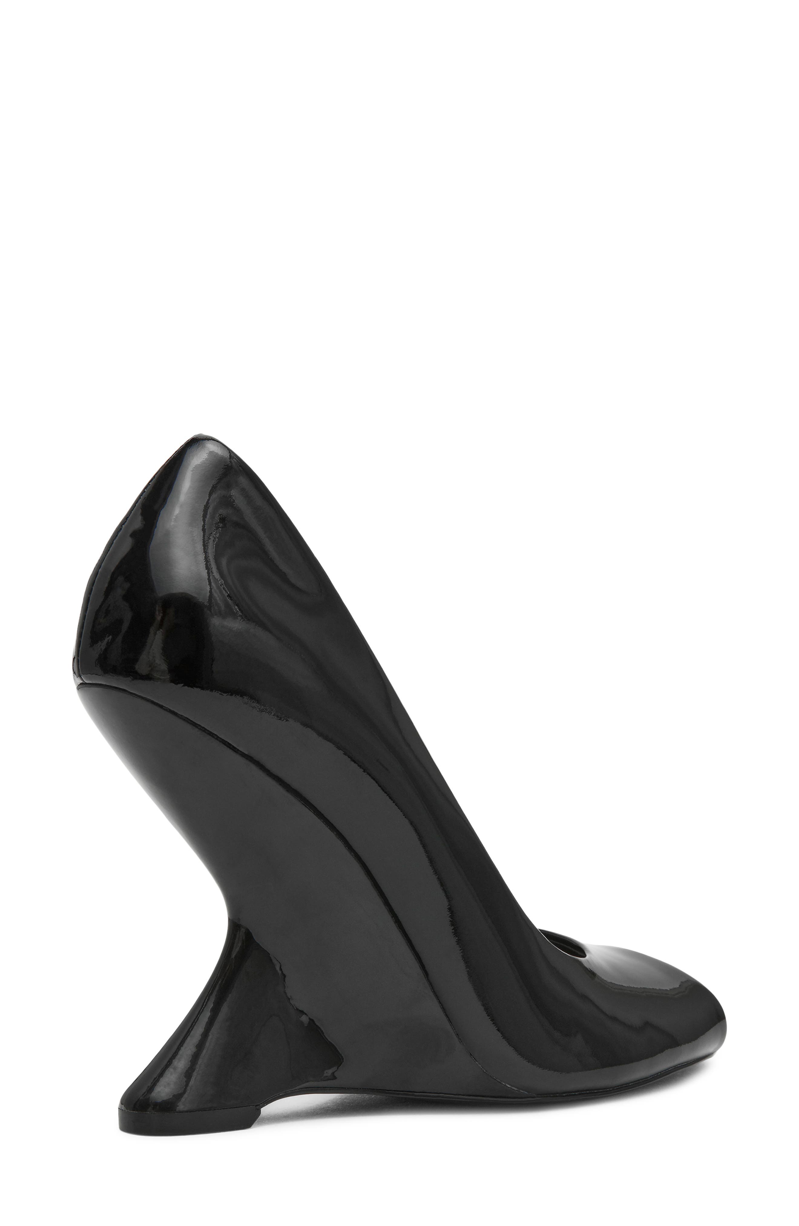 Palmetto Peep Toe Wedge Pump, Alternate, color, BLACK PATENT