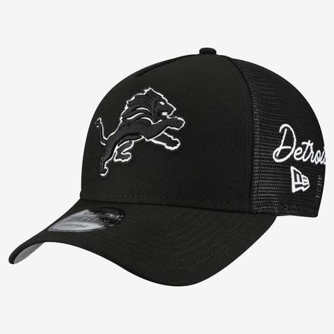 Men's New Era Black Detroit Lions City Script 9FORTY A-Frame Adjustable Hat