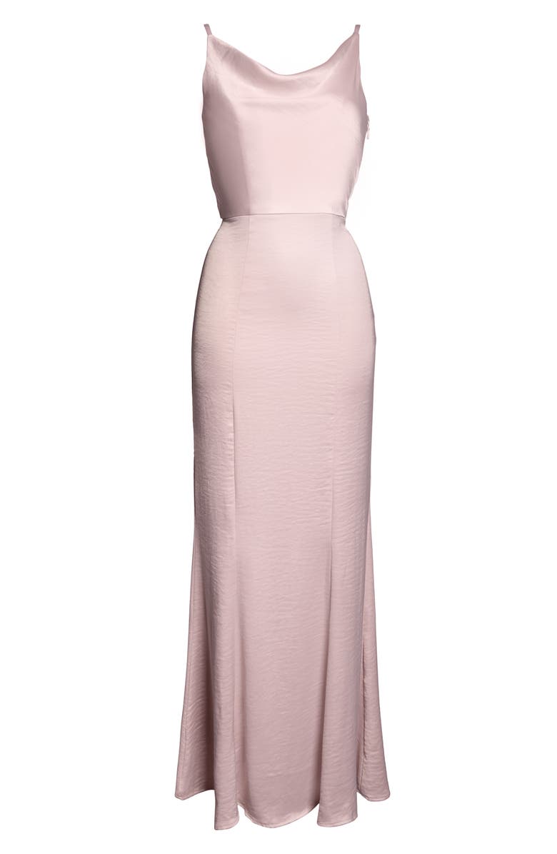 Chi Chi London Sima Cowl Neck Satin Trumpet Gown, Alternate, color,