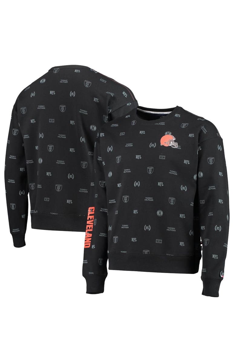 Tommy Hilfiger Men's Tommy Hilfiger Black Cleveland Browns Reid Graphic Pullover Sweatshirt, Main, color, 