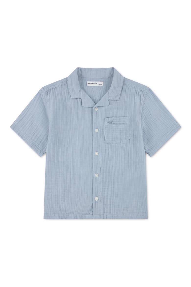 Kids' Cotton Gauze Camp Shirt, Main, color, BLUE FOG