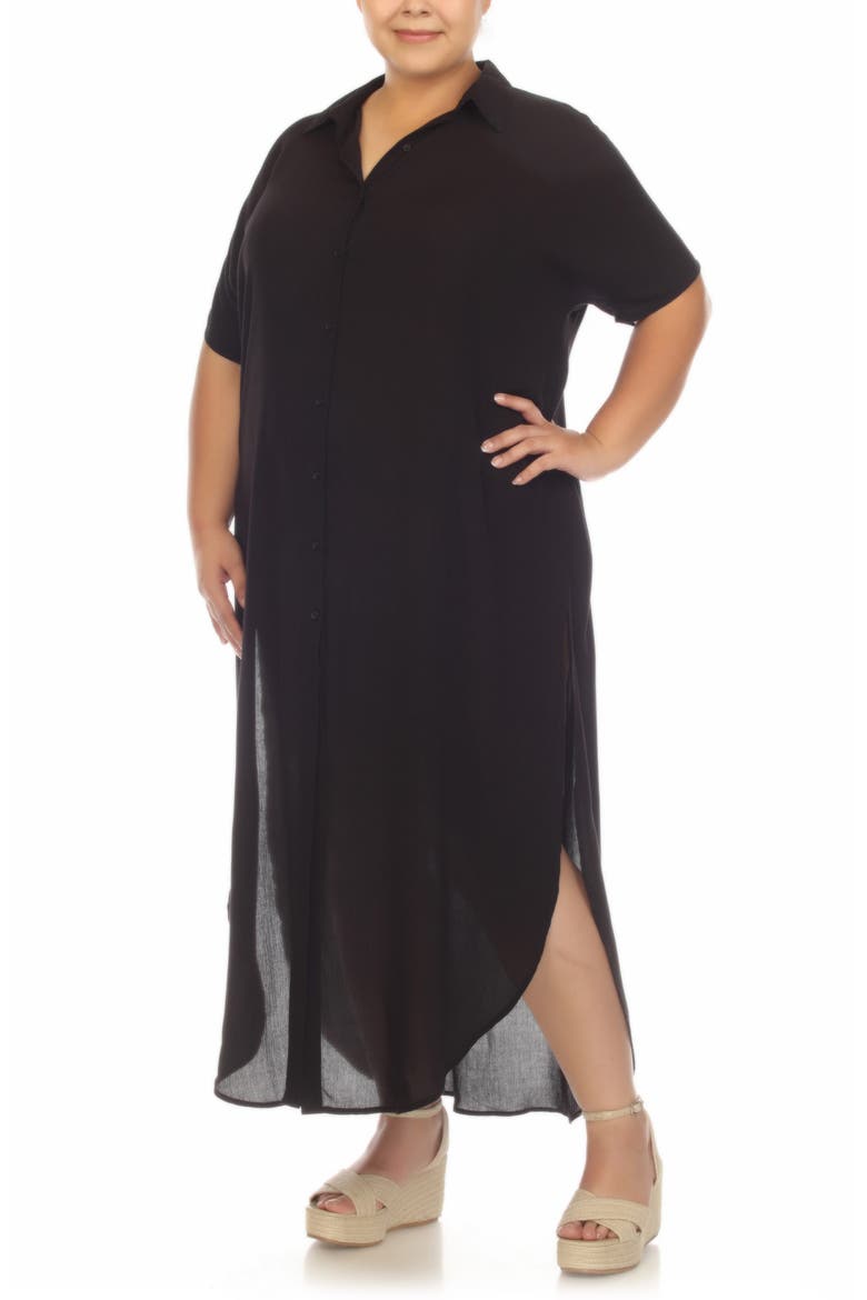 Maxi Shirtdress, Alternate, color, BLACK