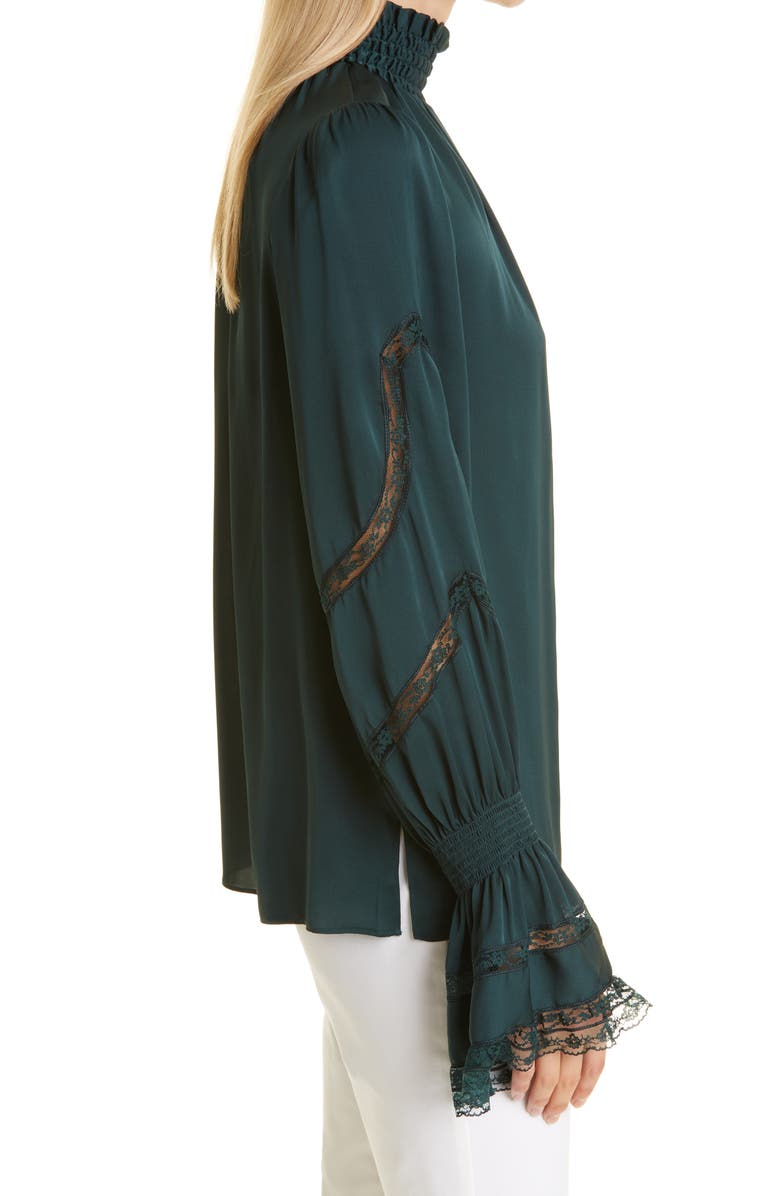 KOBI HALPERIN Elsie Stretch Silk Blouse, Alternate, color, Pine