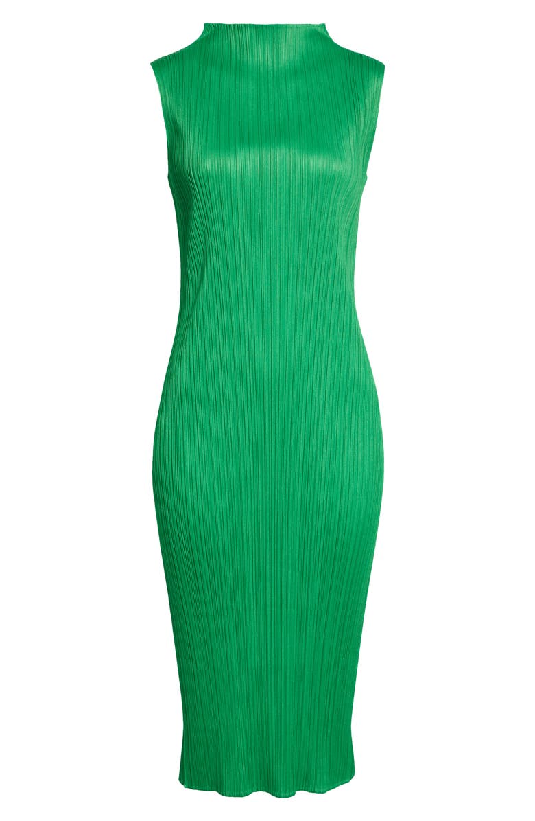 Pleats Please Issey Miyake Monthly Colors April Pleated Midi Dress, Main, color, Green