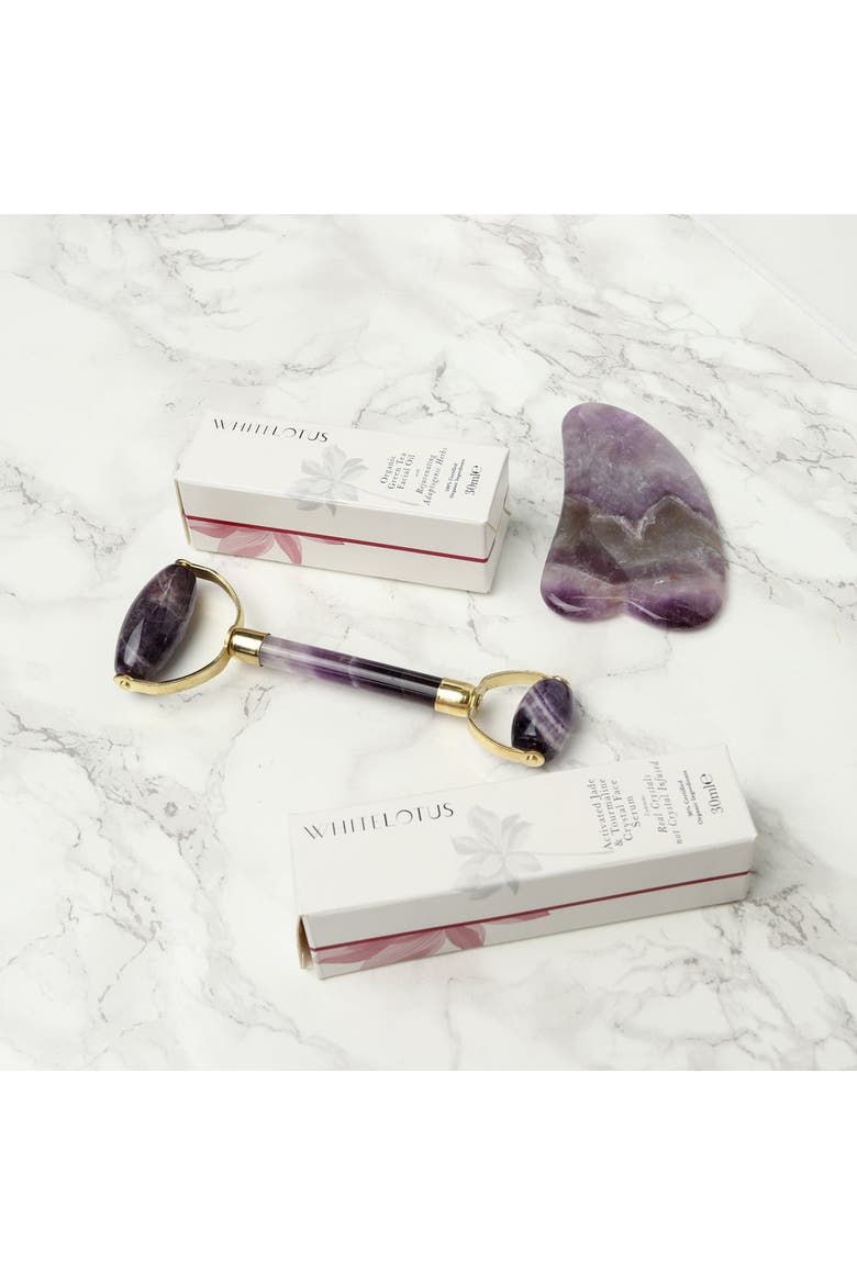 Premium Amethyst Crystal Facial Set, Alternate, color, Purple