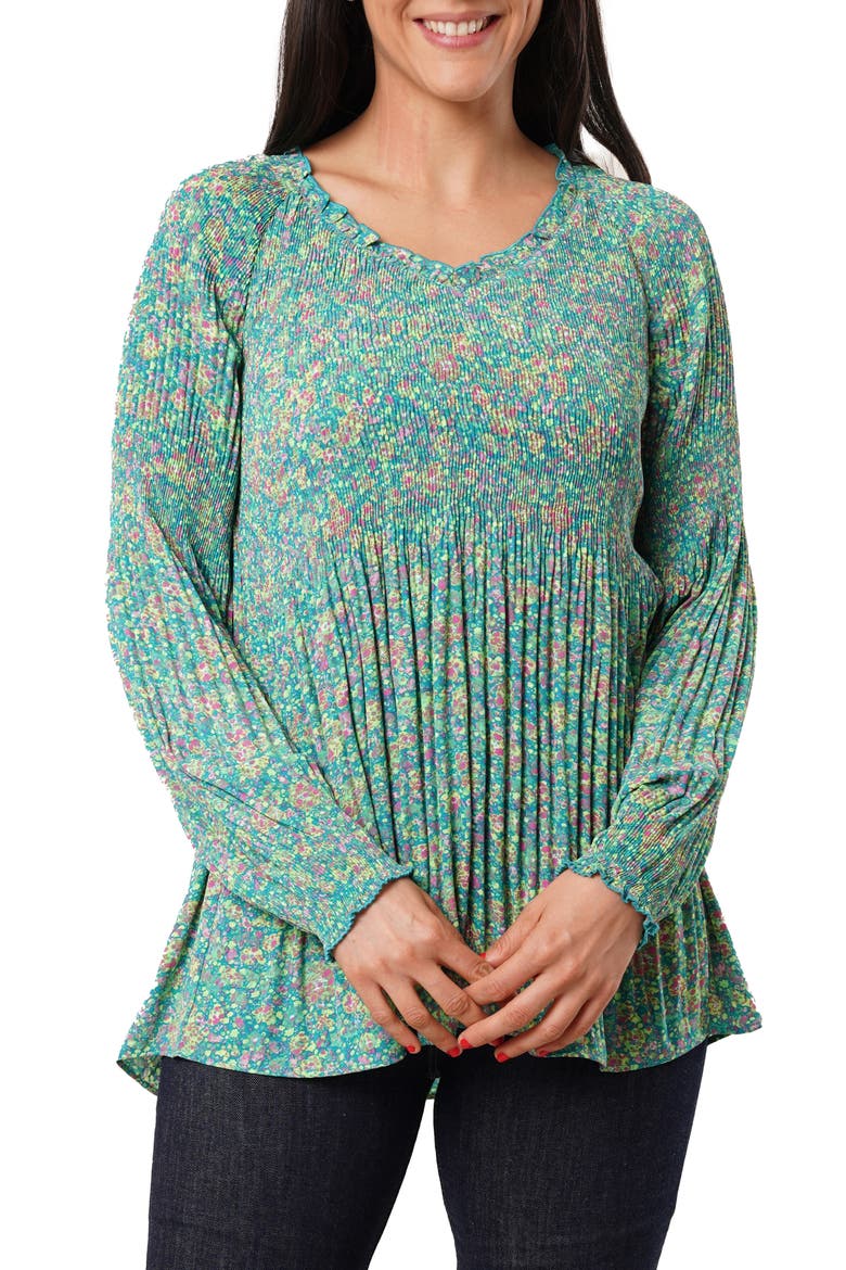 Pleated Ruffle Top, Main, color, JUNIPER