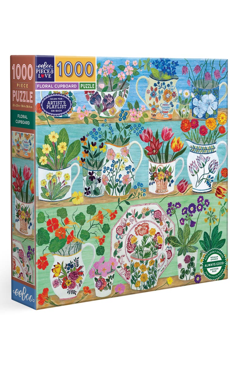 eeBoo Floral Cupboard 1000-Piece Jigsaw Puzzle, Main, color, Multi