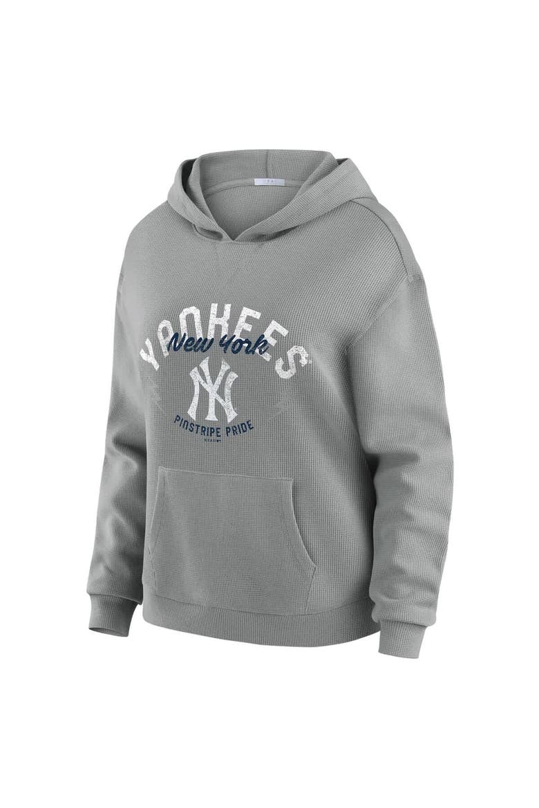 Women's WEAR by Erin Andrews Gray New York Yankees Waffle-Knit Long-Sleeve Hoodie & Lounge Pant Set, Alternate, color, Gray