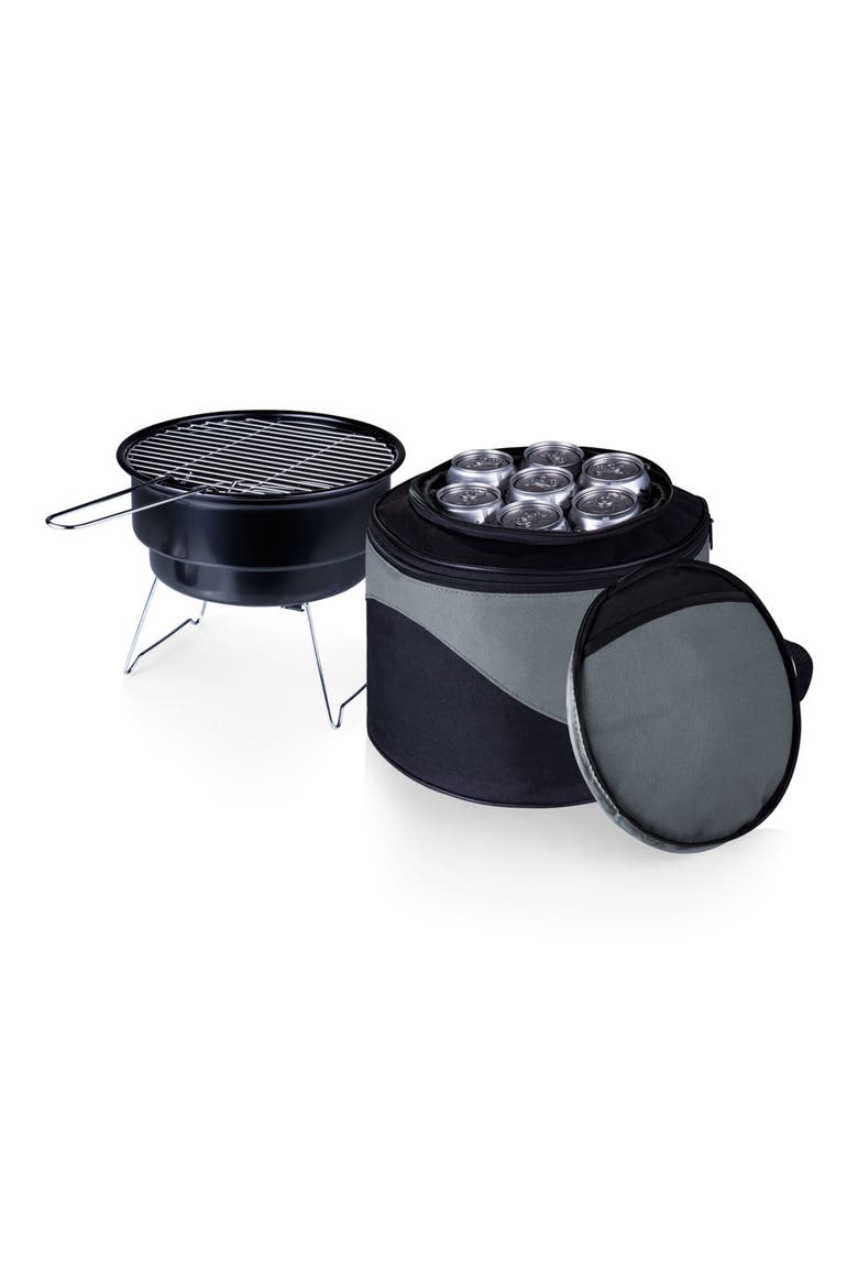 Caliente Portable Charcoal Grill & Cooler Tote, Alternate, color, BLACK WITH GRAY ACCENTS