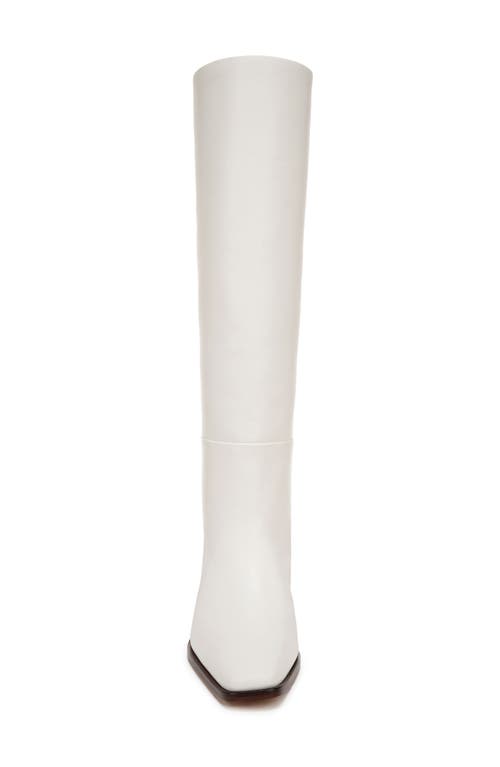 Vince Gerrie Leather Square-toe Knee Boots In Milk