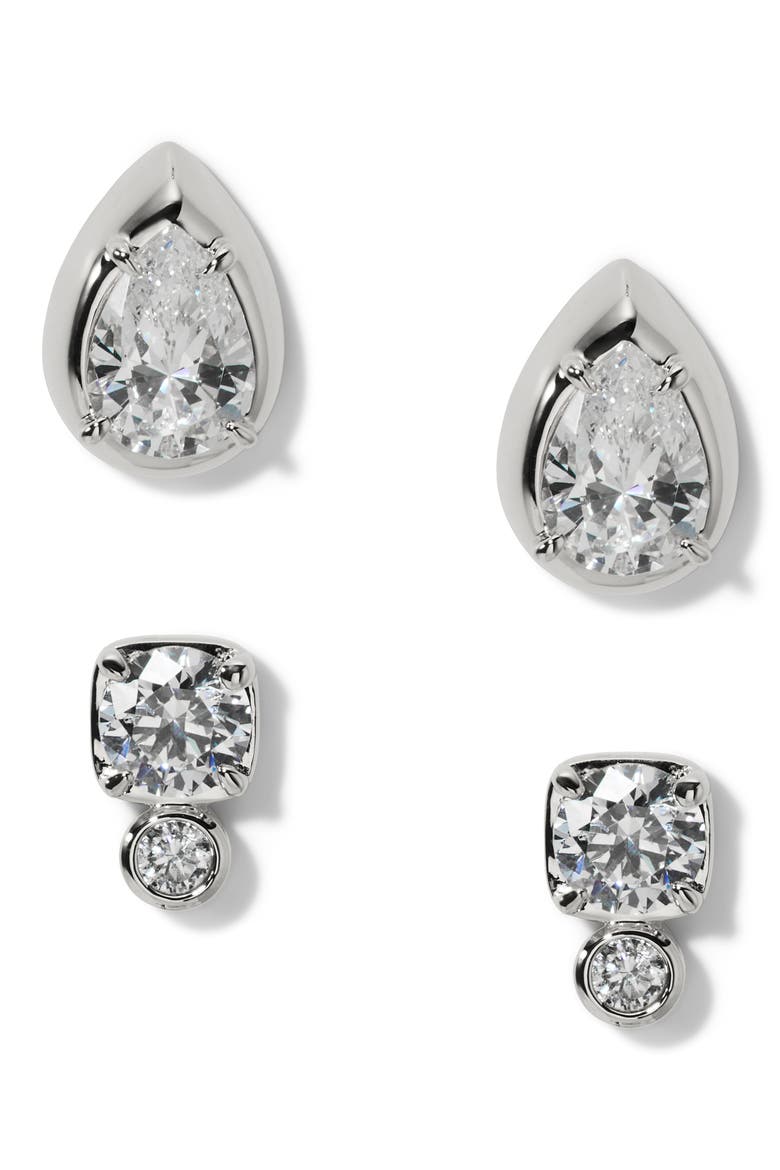 Delancy Set of 2 Assorted Stud Earrings, Main, color, RHODIUM
