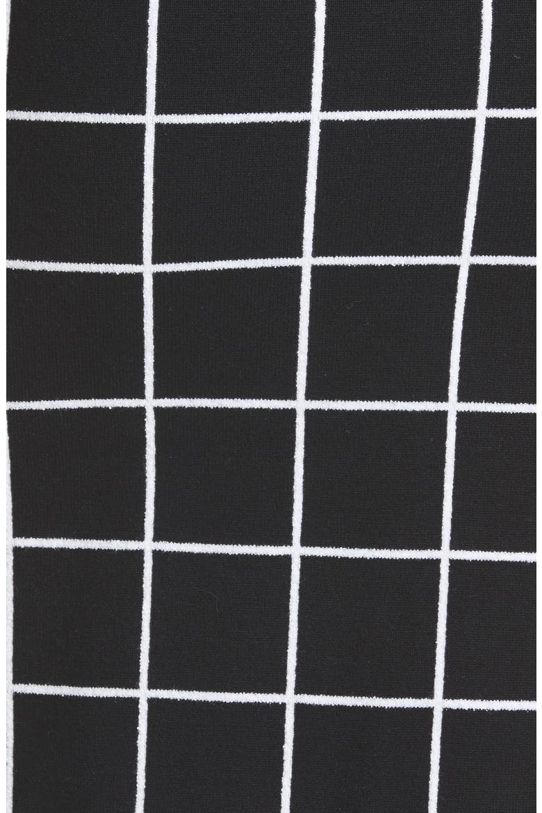 Windowpane Jacquard Column Dress, Alternate, color, BLACK/WHITE