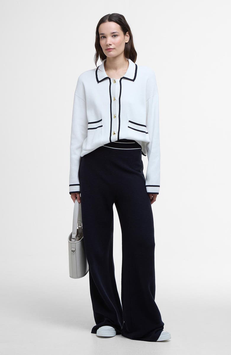 Barbour Maisy Wide Leg Cotton Knit Pants, Alternate, color, Dark Navy