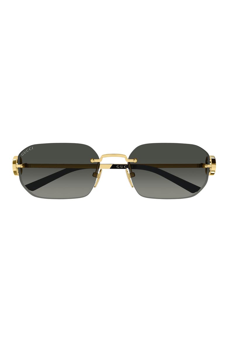 GG2228S 57mm Polarized Gradient Rectangle Sunglasses, Main, color, GOLD