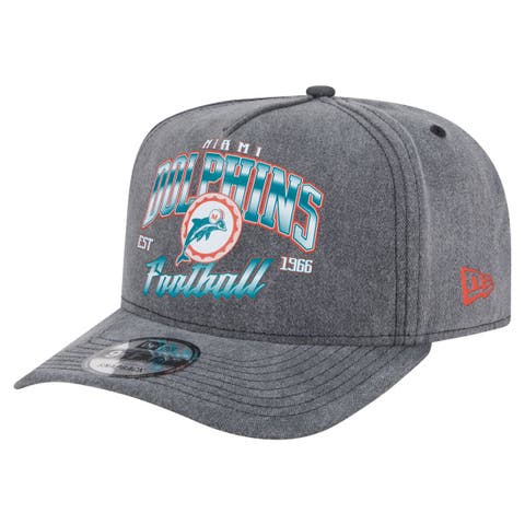 Men's New Era  Black Miami Dolphins Throwback Washed A-Frame 9FIFTY Snapback Hat