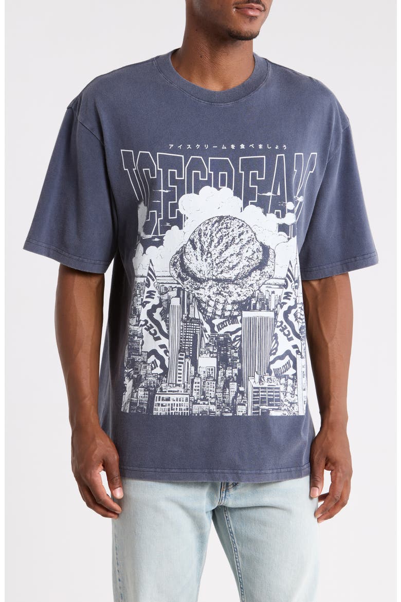 Invasion Oversize Graphic T-Shirt, Main, color, BLACK IRIS