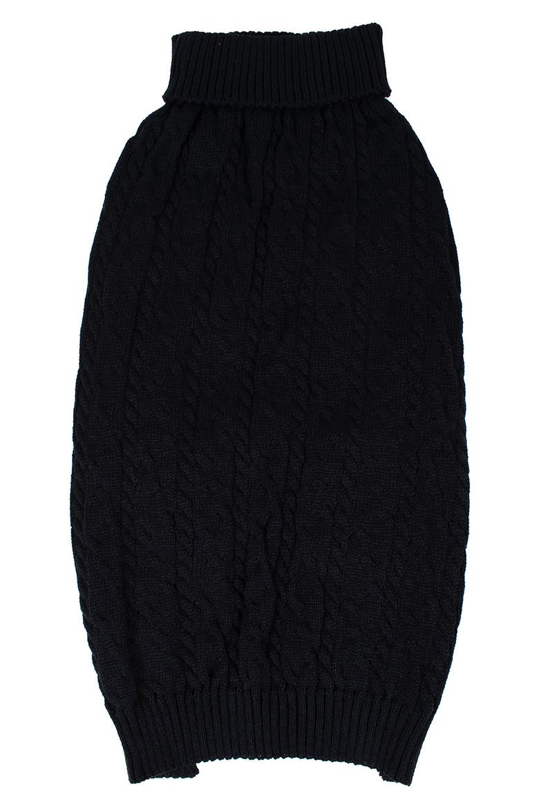 Cable Knit Dog Sweater, Main, color, BLACK