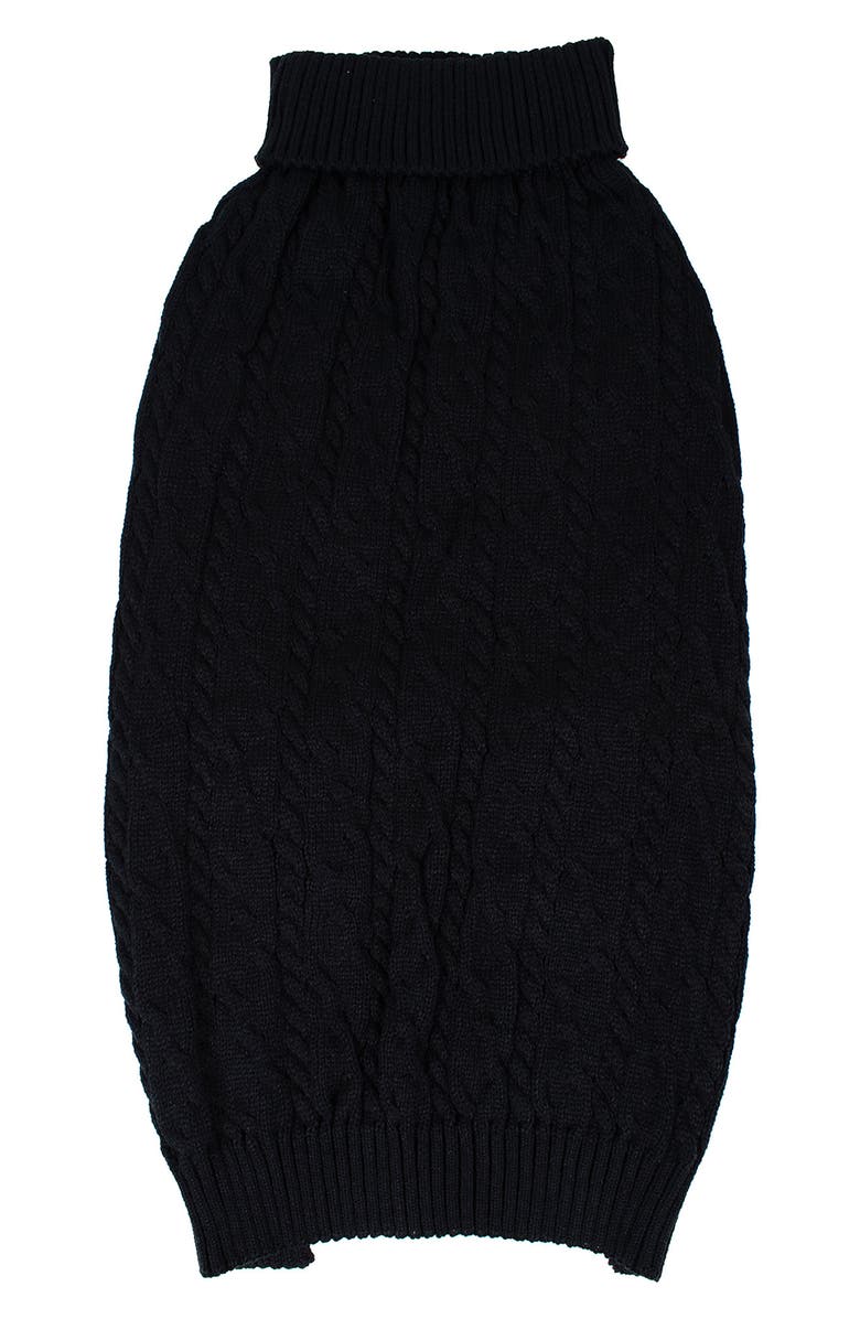 Shinola Cable Knit Dog Sweater, Main, color, Black