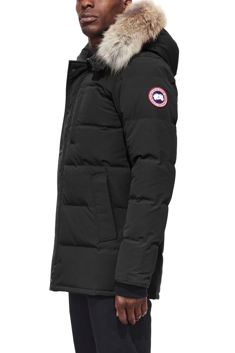 Carson Fusion Fit Hooded Down Parka with Genuine Coyote Fur Trim, Alternate, color, BLACK