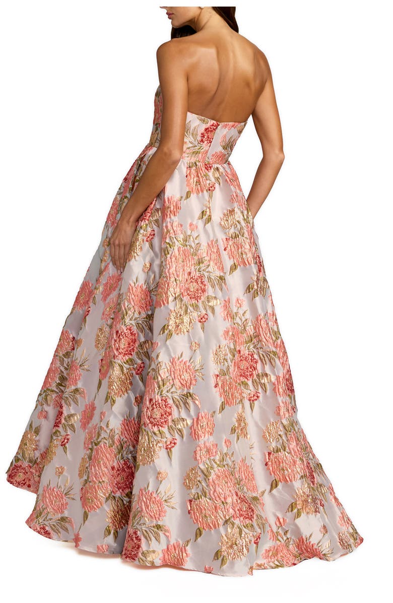 Mac Duggal Strapless Floral Brocade Ball Gown With Pockets, Alternate, color, Pastel Multi