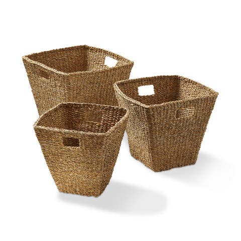 Natural Seagrass Conical Decorative Storage Basket