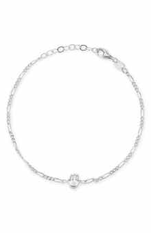 Hamsa Cubic Zirconia Figaro Link Bracelet