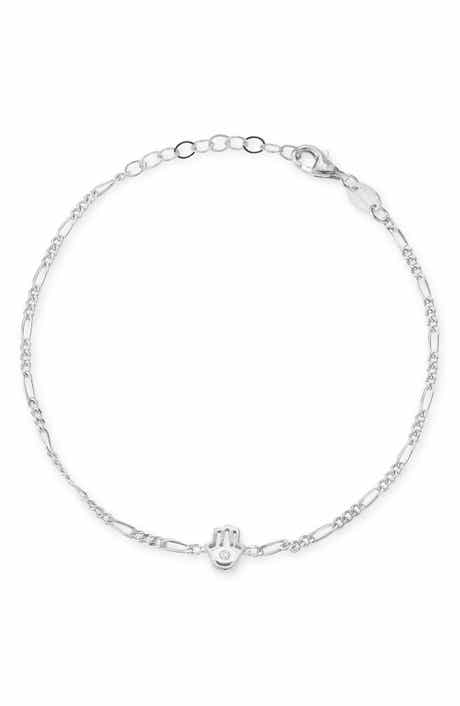 Hamsa Cubic Zirconia Figaro Link Bracelet