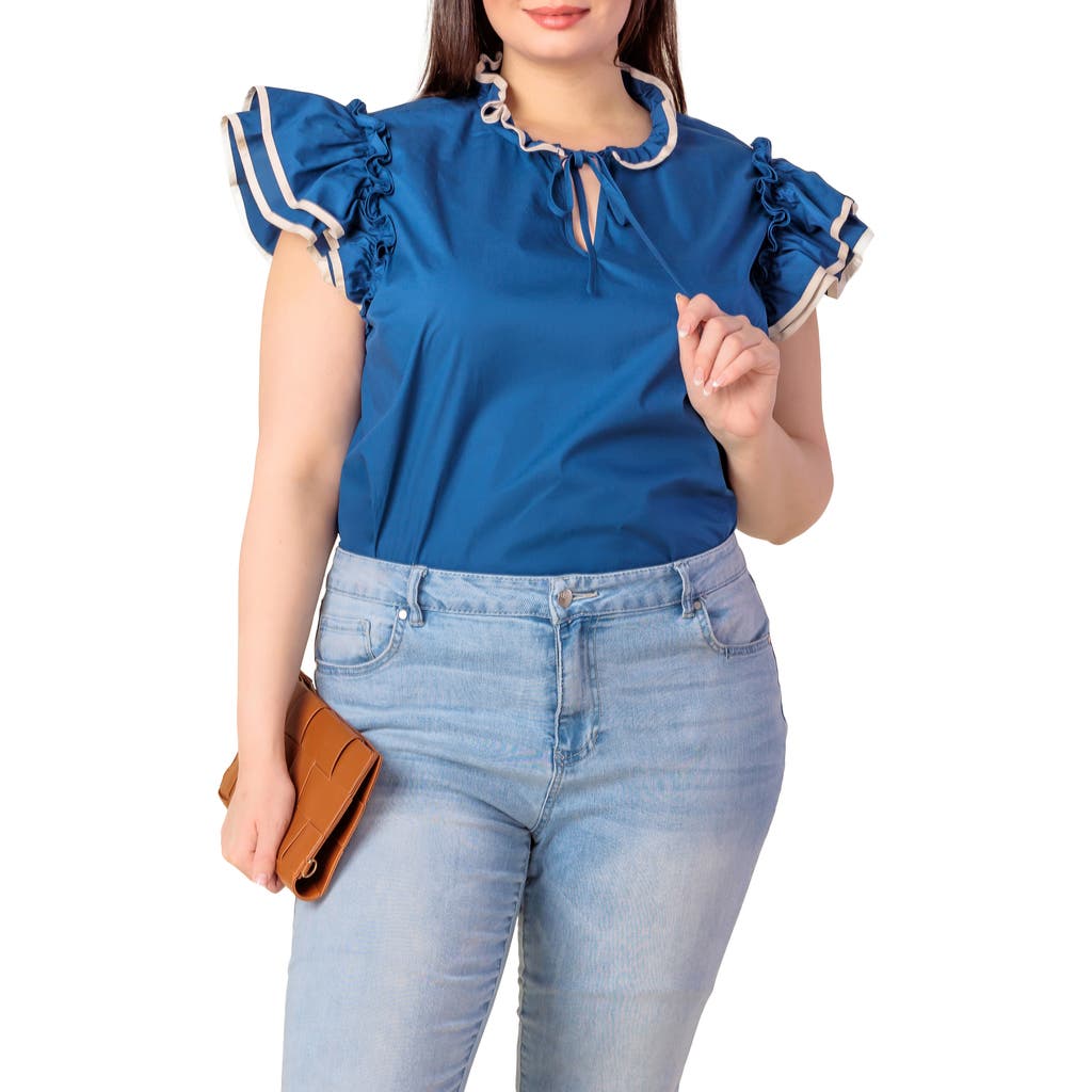 Flying Tomato Flutter Sleeve Top In Multi