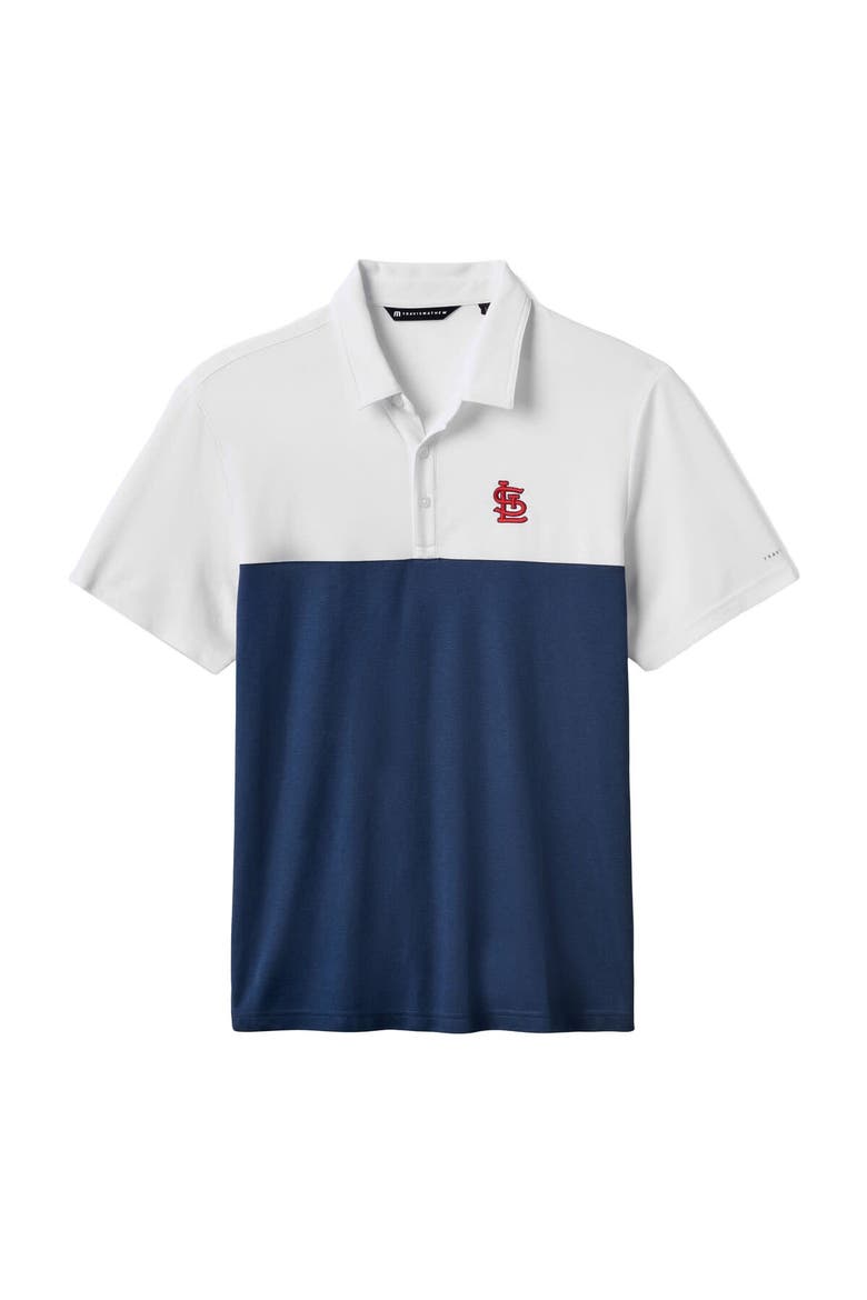 Men's TravisMathew White/Navy St. Louis Cardinals Home Run Leader Tri-Blend Polo, Alternate, color, White