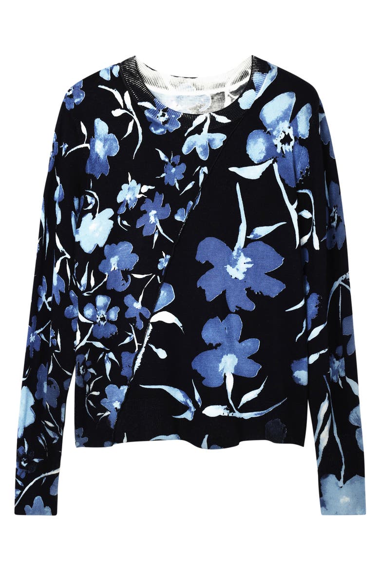 Patchwork Floral Pullover, Alternate, color, BLACK