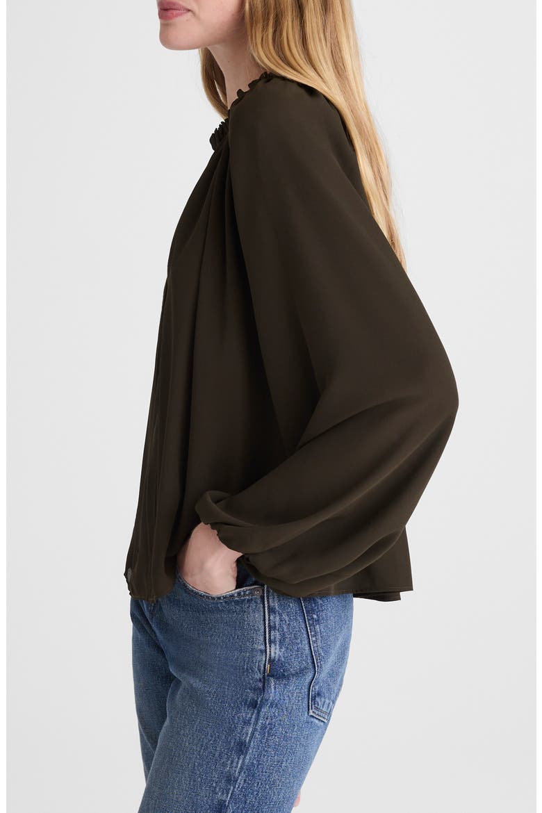 Long-Sleeve Tie-Neck Top, Alternate, color, MIDNIGHT OLIVE
