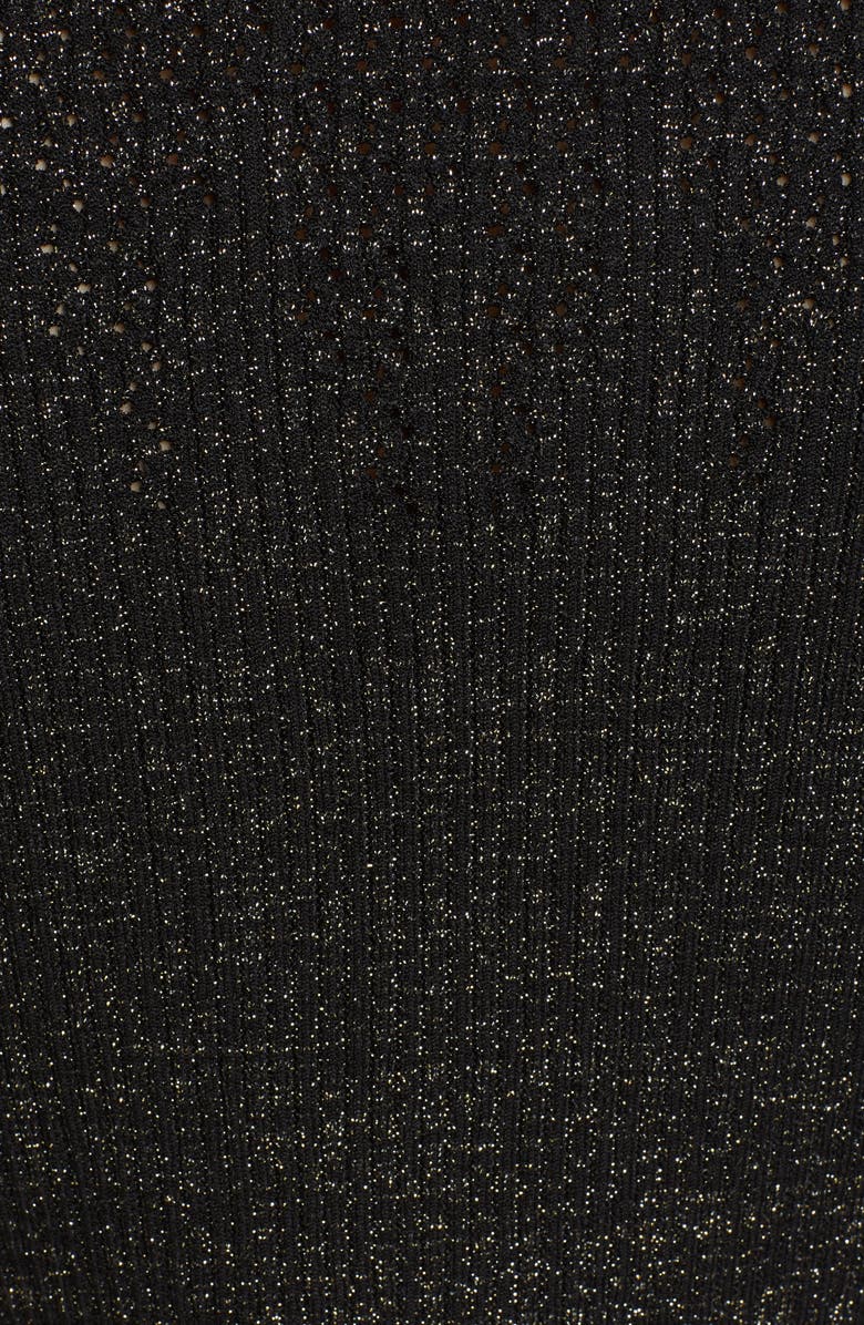 Balmain Metallic Knit Crop Sweater, Alternate, color, Noir